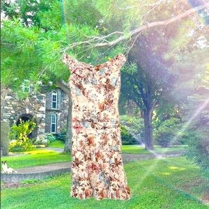 NWT $350  ANNA SUI | Slightly Off-Shoulder | Cotton Silk | Floral Dress